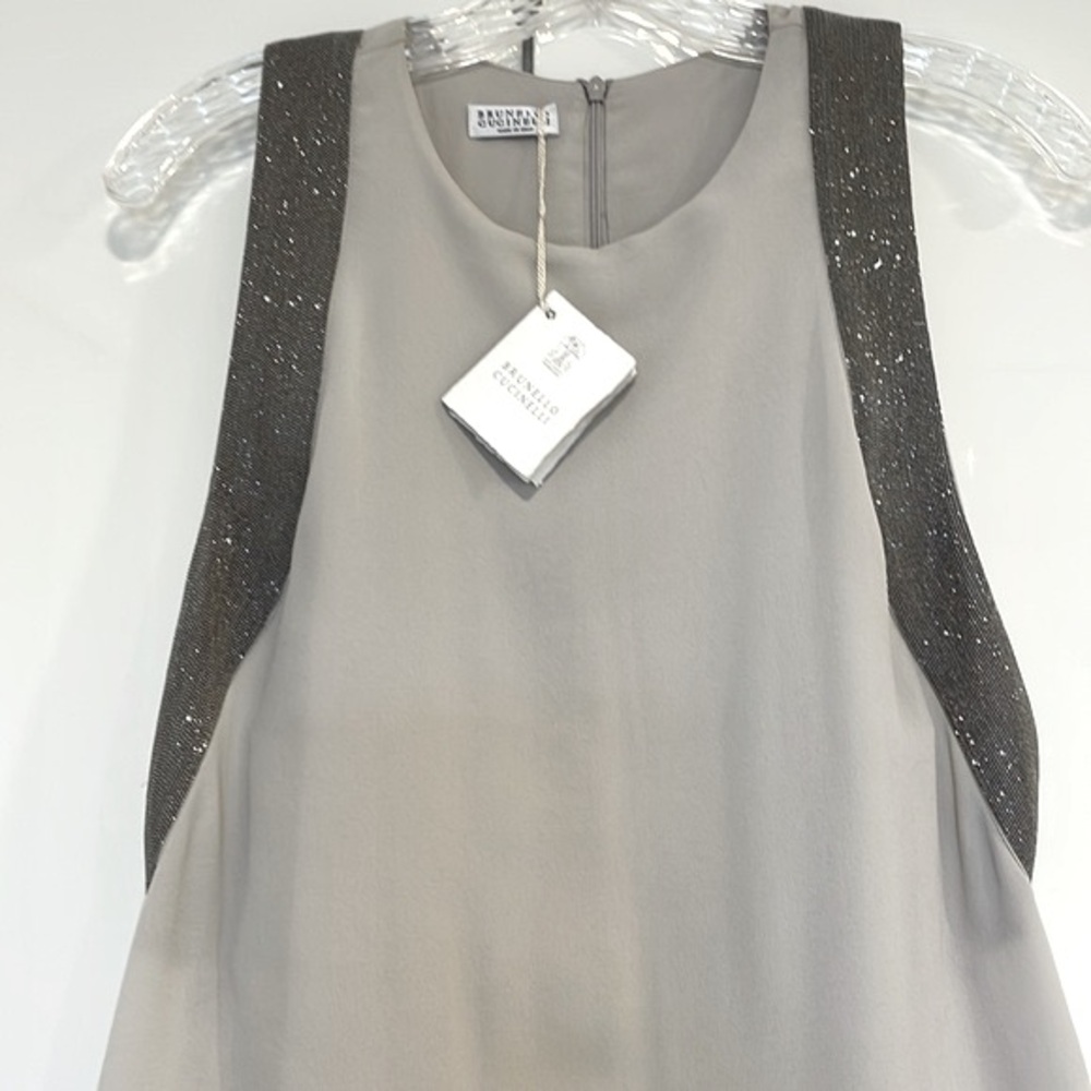 Brunello Cucinelli Silk Gown w/ Wide Monili Trim